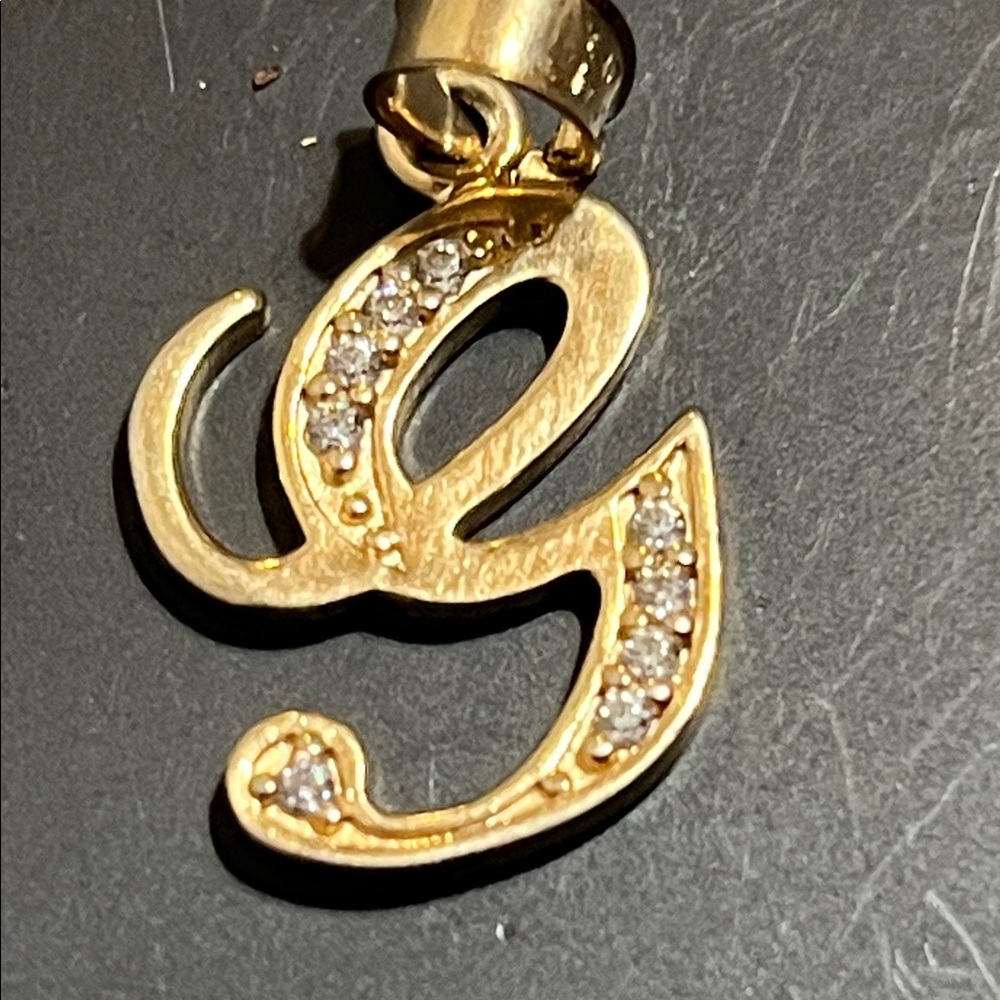 Gold Initial Pendant with Crystals
